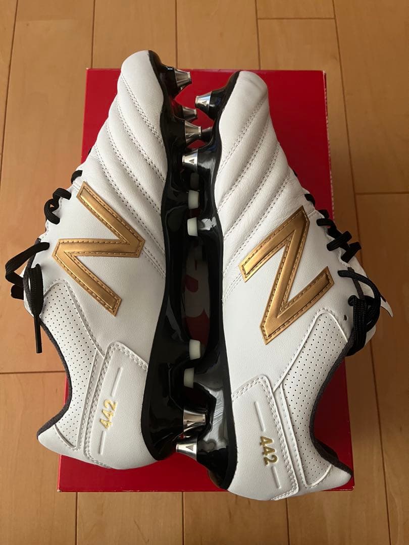New Balance 442 ホワイト/ゴールド スパイクシューズ26.5