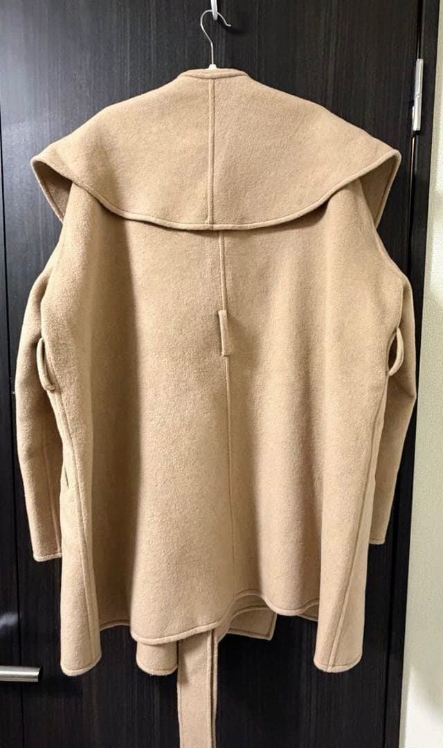 polaura ポローラ　ショールカラーウールミドルコート　ベージュ