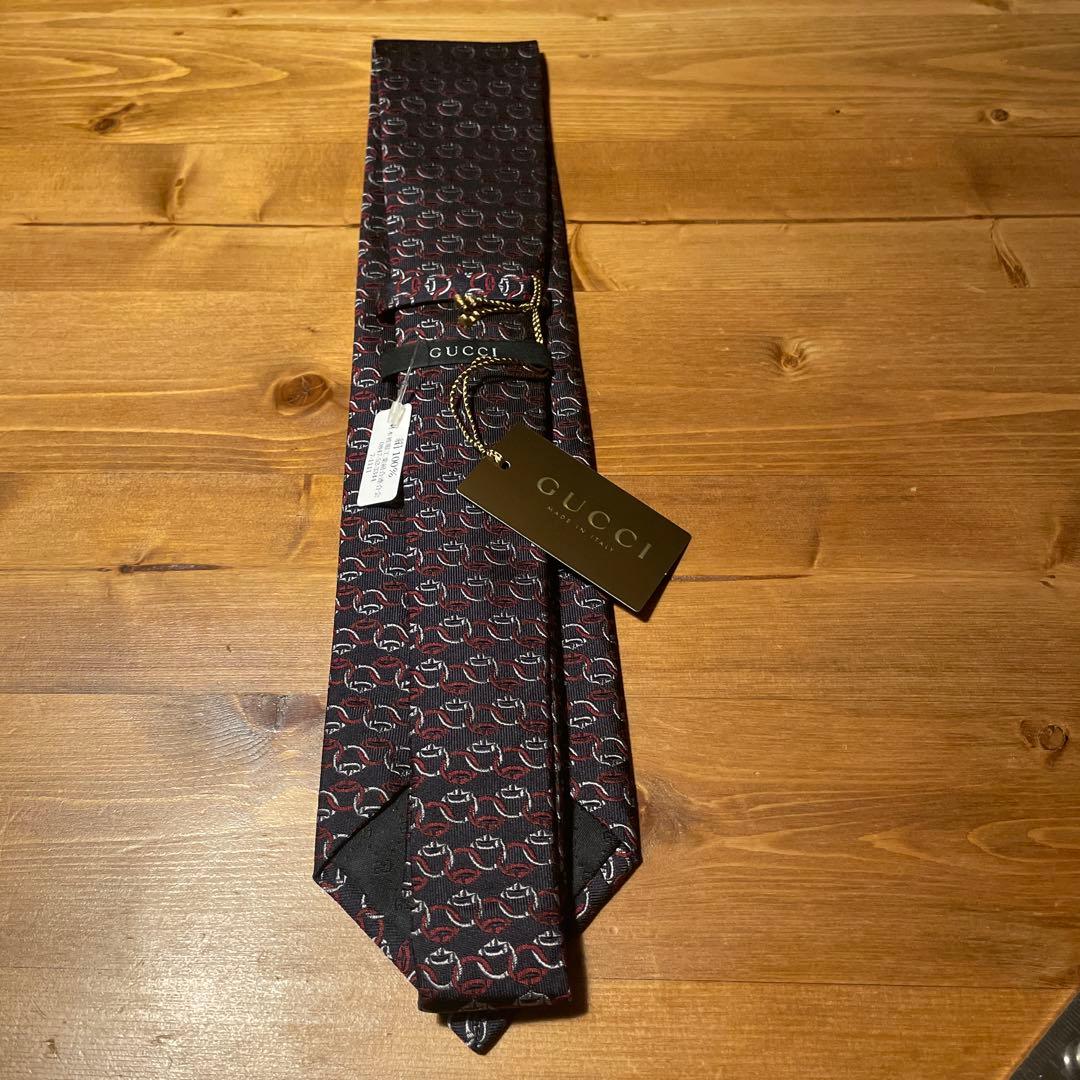 【新品未使用】GUCCIグッチシルクジャカードネクタイ GGパターン午年にも◎