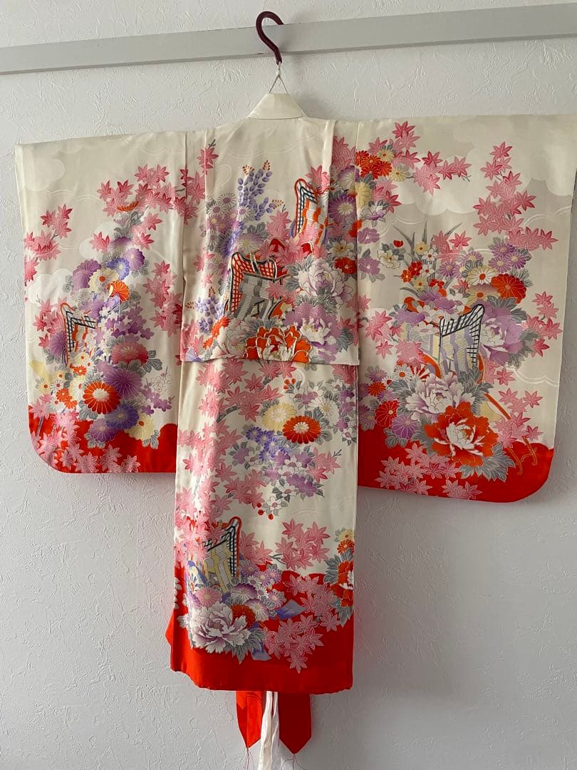 七五三　３歳　正絹　お着物セット　被布コーデ