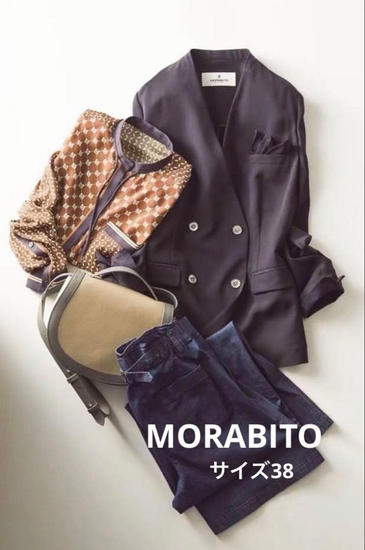新品　モラビトブラン　ダブル　ノーカラージャケット　38 カタログ掲載品　濃紺