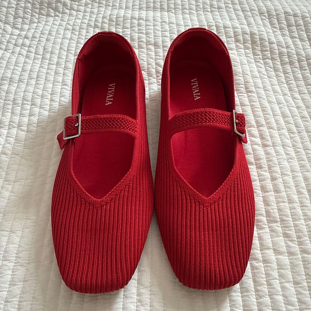 美品VIVAIA スクエアトゥ メリージェーン フラットシューズ37