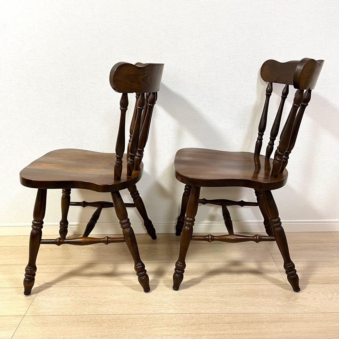 て53【2脚セット】柏木工 ウィンザーチェア 木製ダイニングチェア 無垢