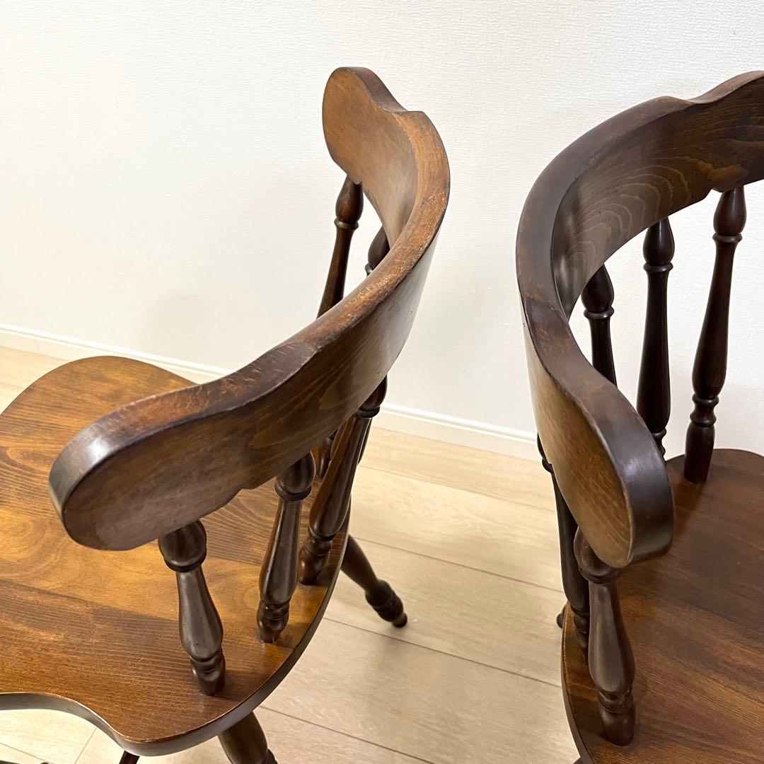 て53【2脚セット】柏木工 ウィンザーチェア 木製ダイニングチェア 無垢