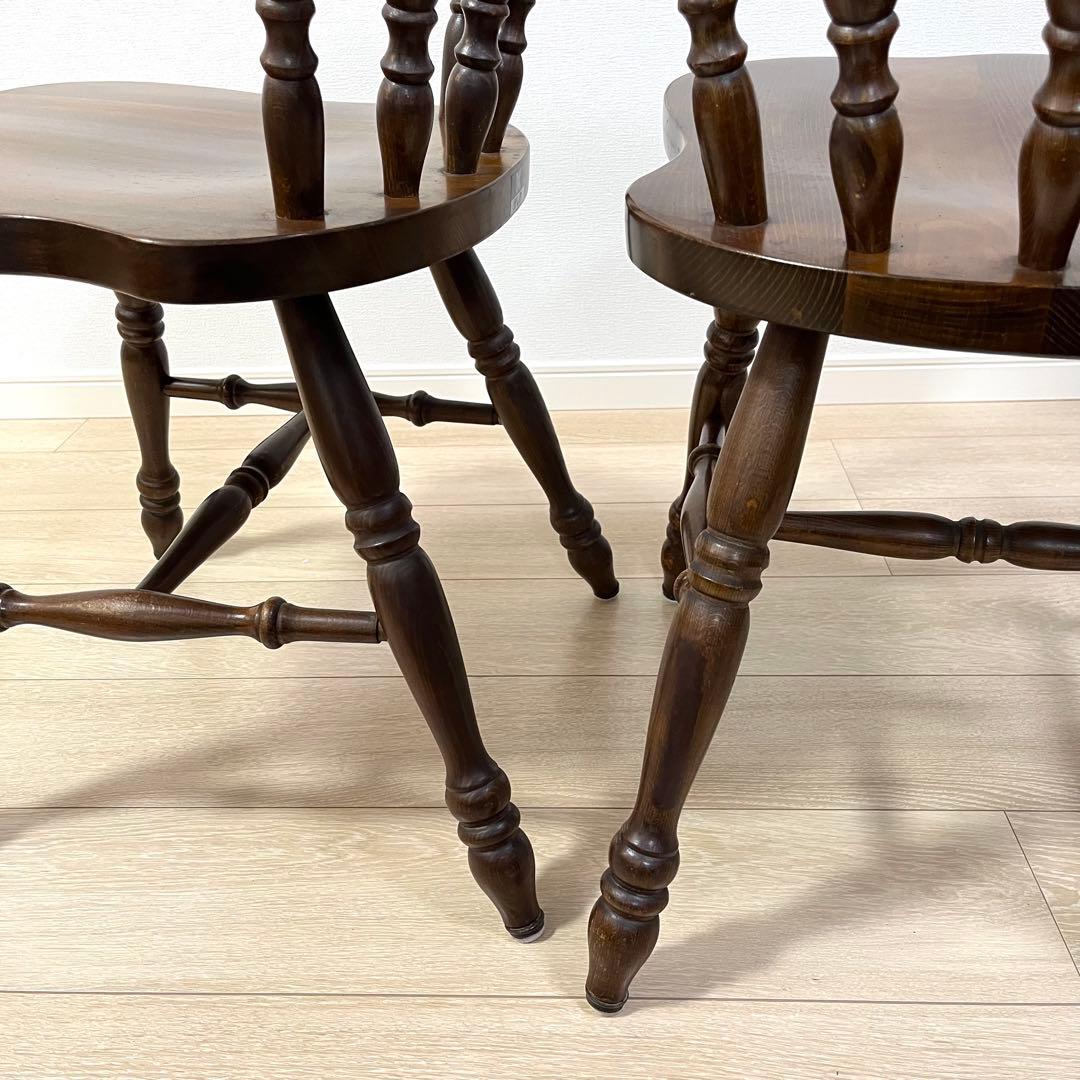 て53【2脚セット】柏木工 ウィンザーチェア 木製ダイニングチェア 無垢