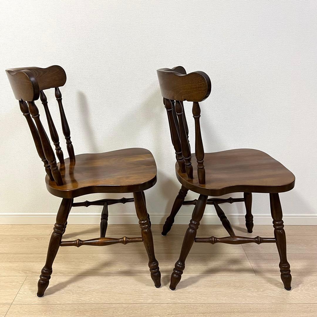 て53【2脚セット】柏木工 ウィンザーチェア 木製ダイニングチェア 無垢