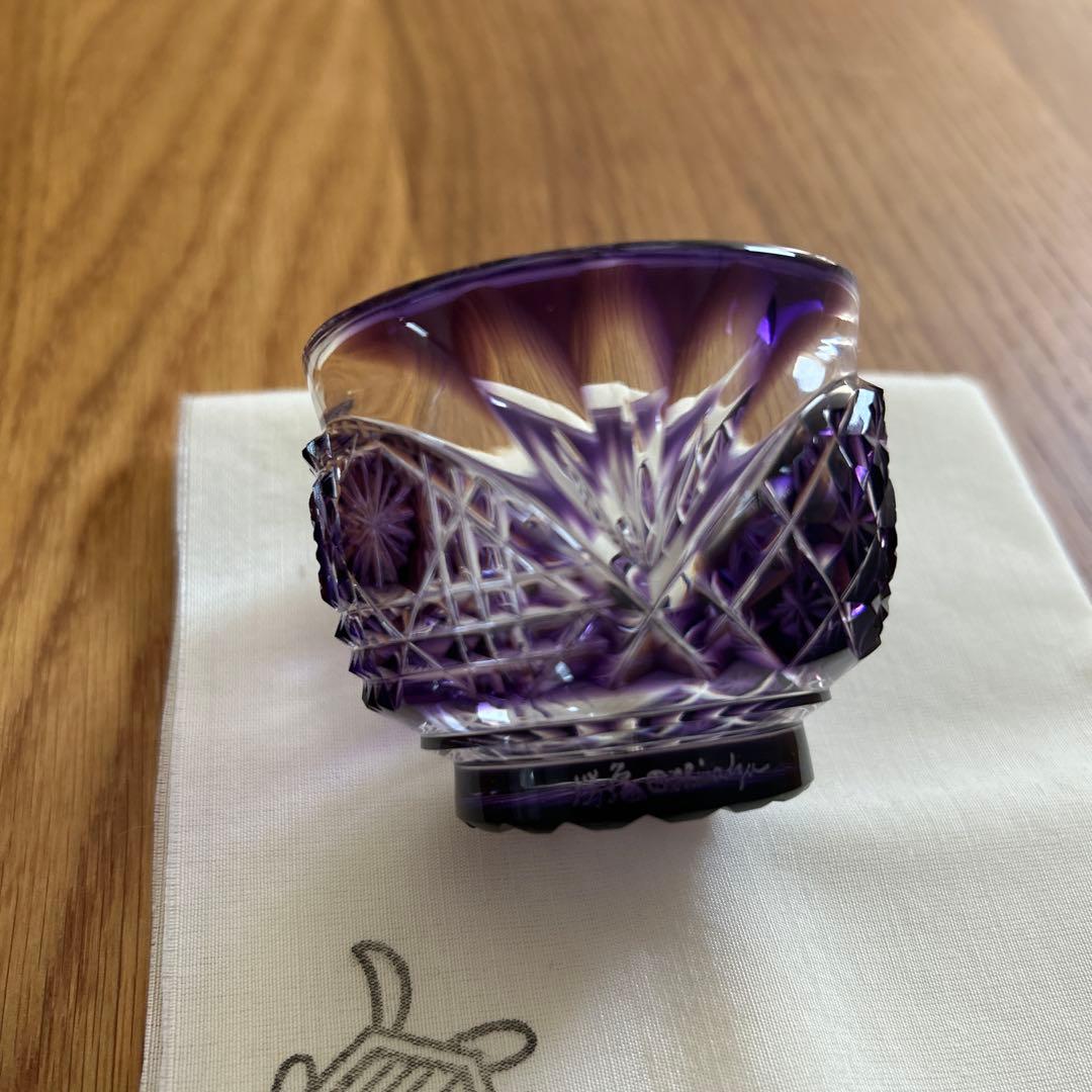 新品‼️薩摩切子、中根櫻龜、なかねおうき、希少、島津紫、ぐい呑