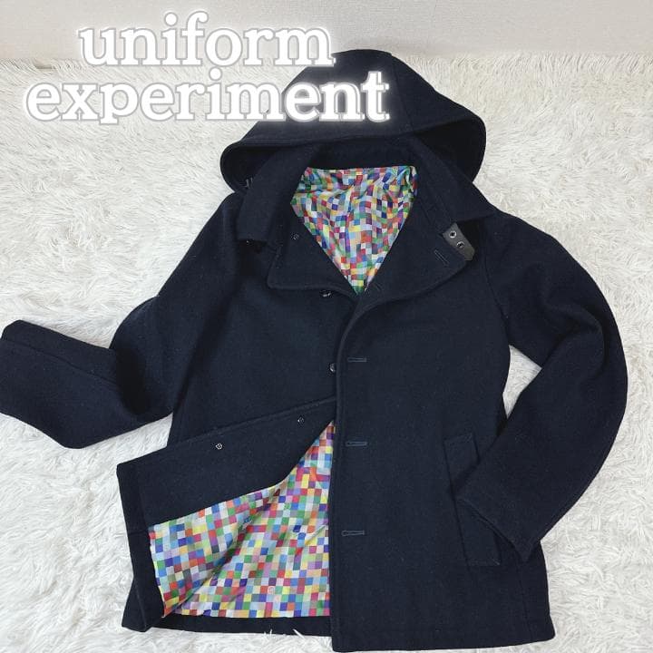 uniform experiment Pコート ダブルブレスト フード取外し可能