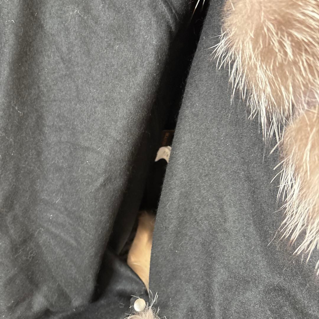 SAGA FURS カシミヤ　ポンチョ　コート　ラビットファー　毛皮　2ホック