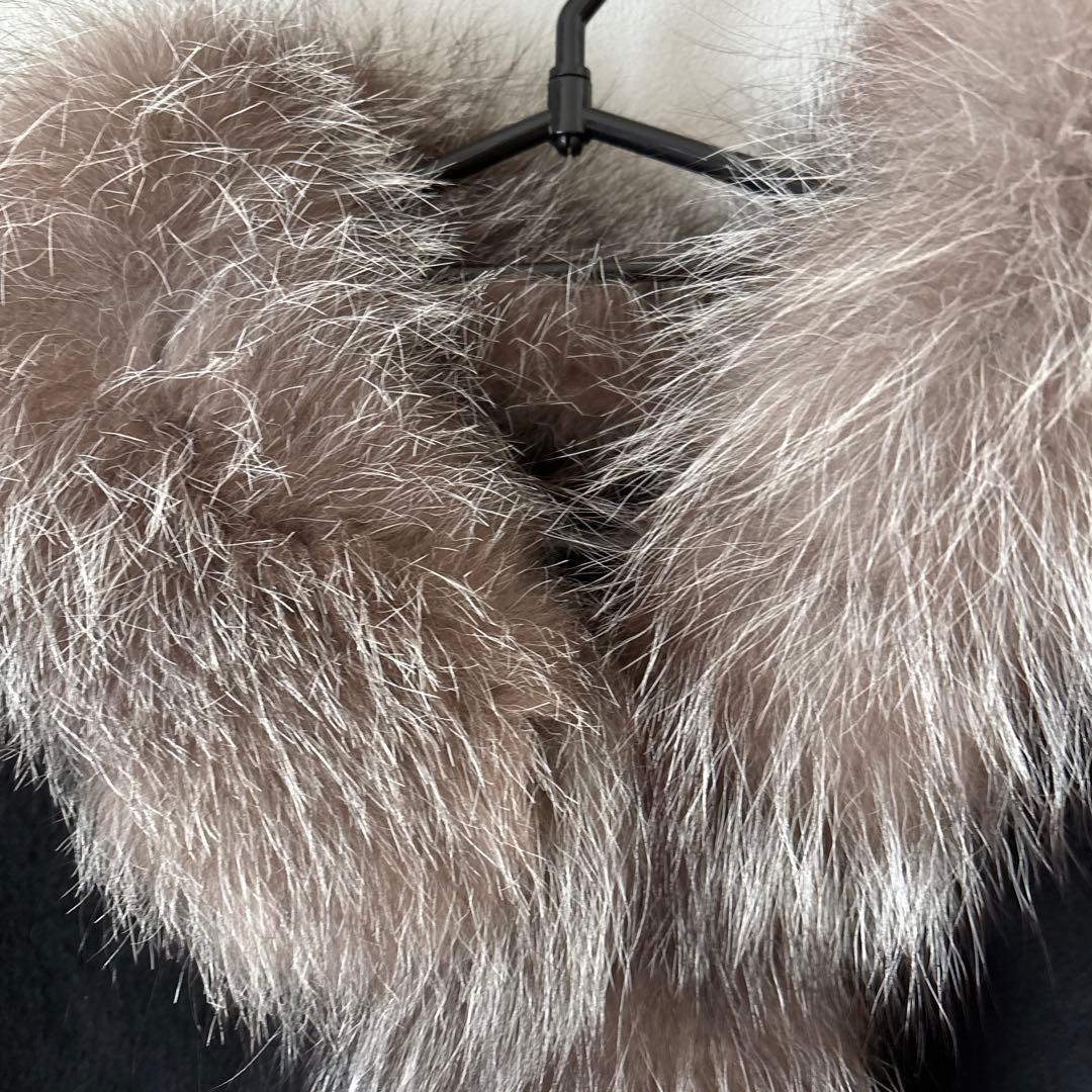 SAGA FURS カシミヤ　ポンチョ　コート　ラビットファー　毛皮　2ホック