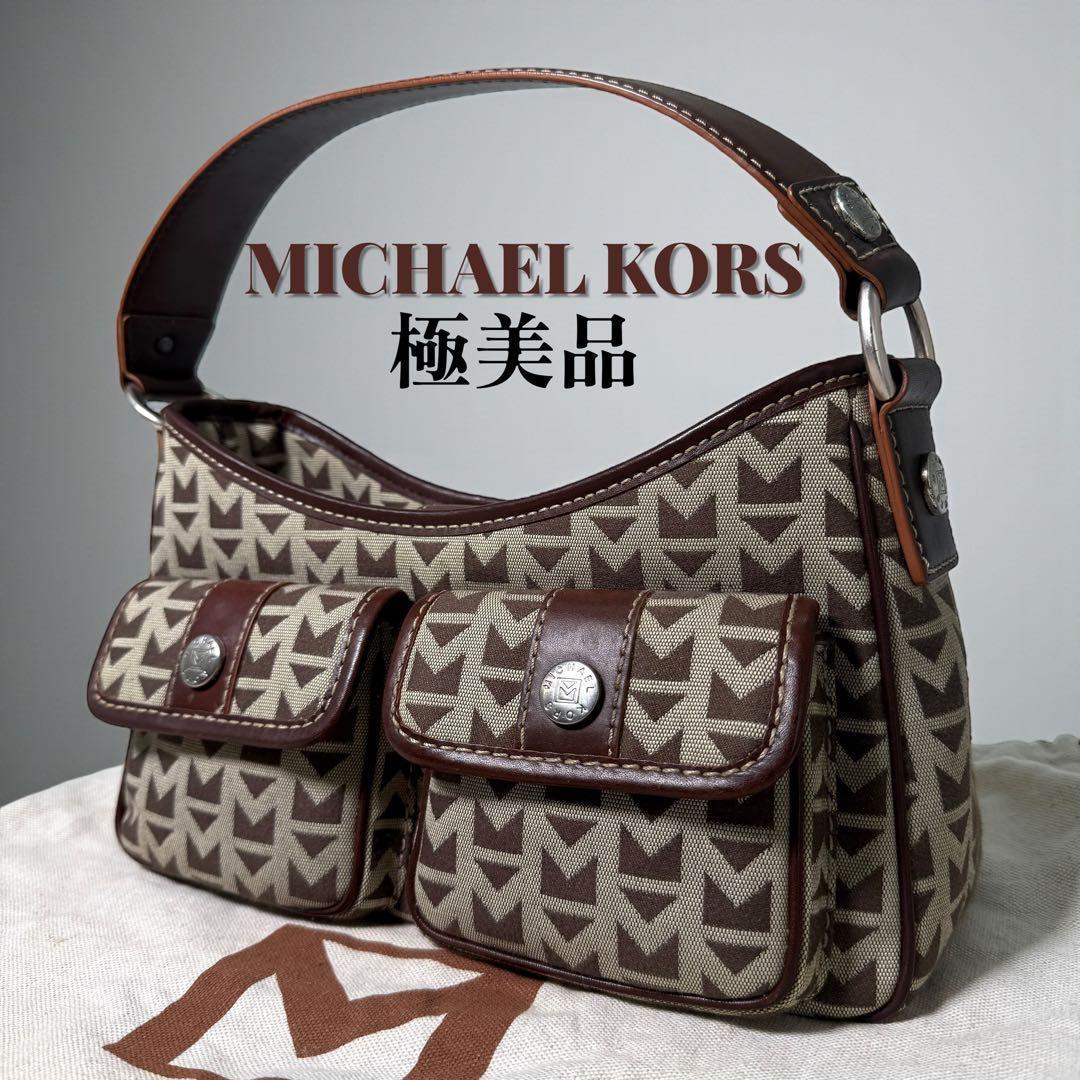 《激レア》マイケルコース ワンショルダー バック キャンバス レザー フラップ