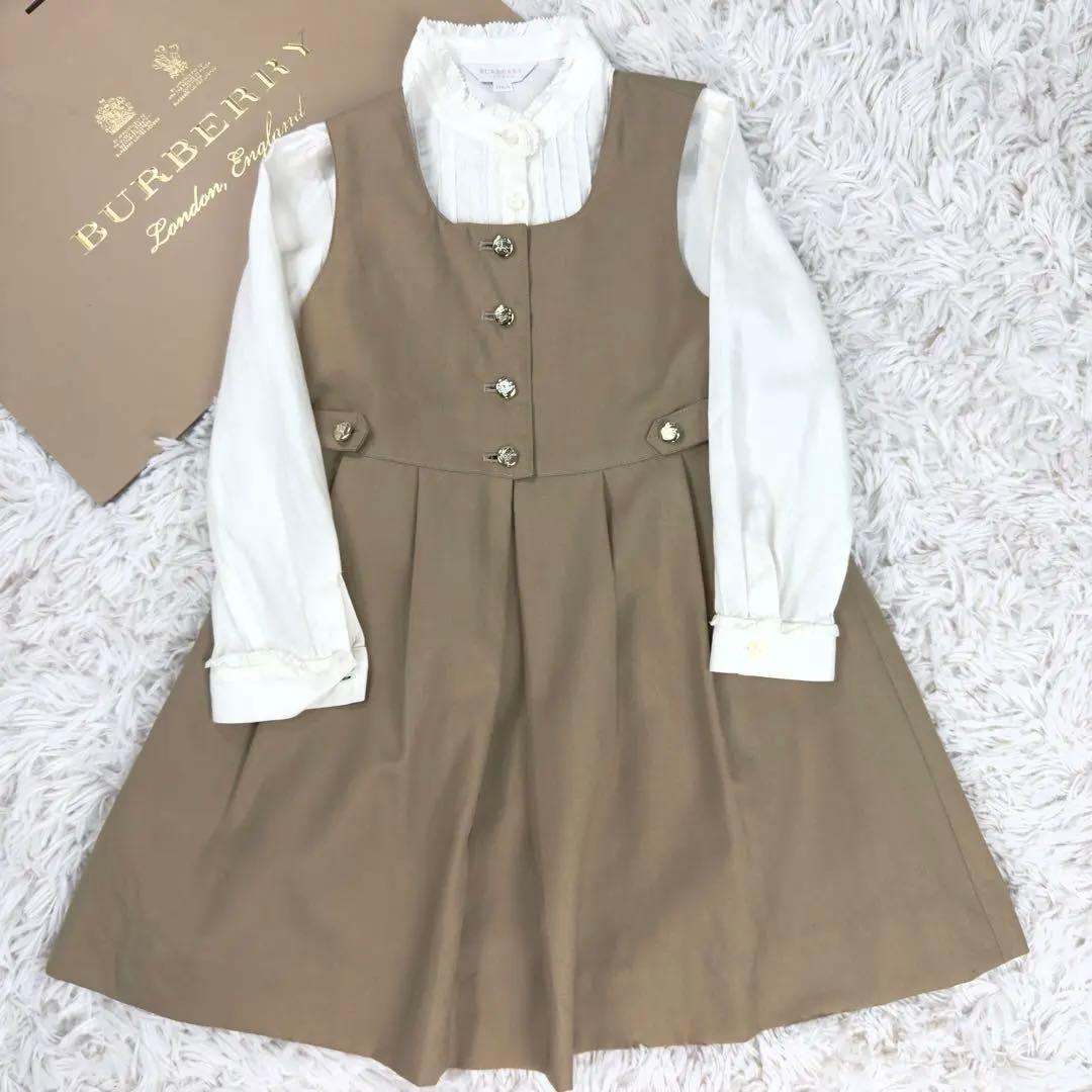 【美品】バーバリー セレモニー 3点 セットアップ リボン付 金ボタン 110