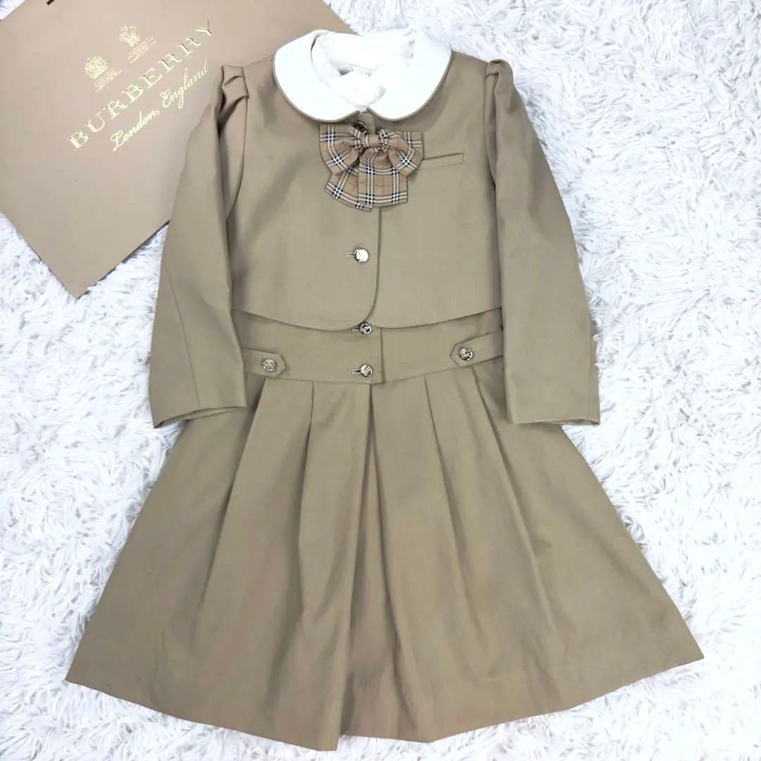 【美品】バーバリー セレモニー 3点 セットアップ リボン付 金ボタン 110