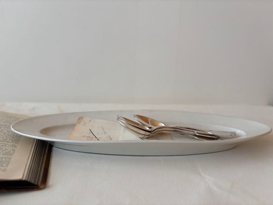 美品　フランスアンティークポワソン皿　白フランスアンティークプレート白無地