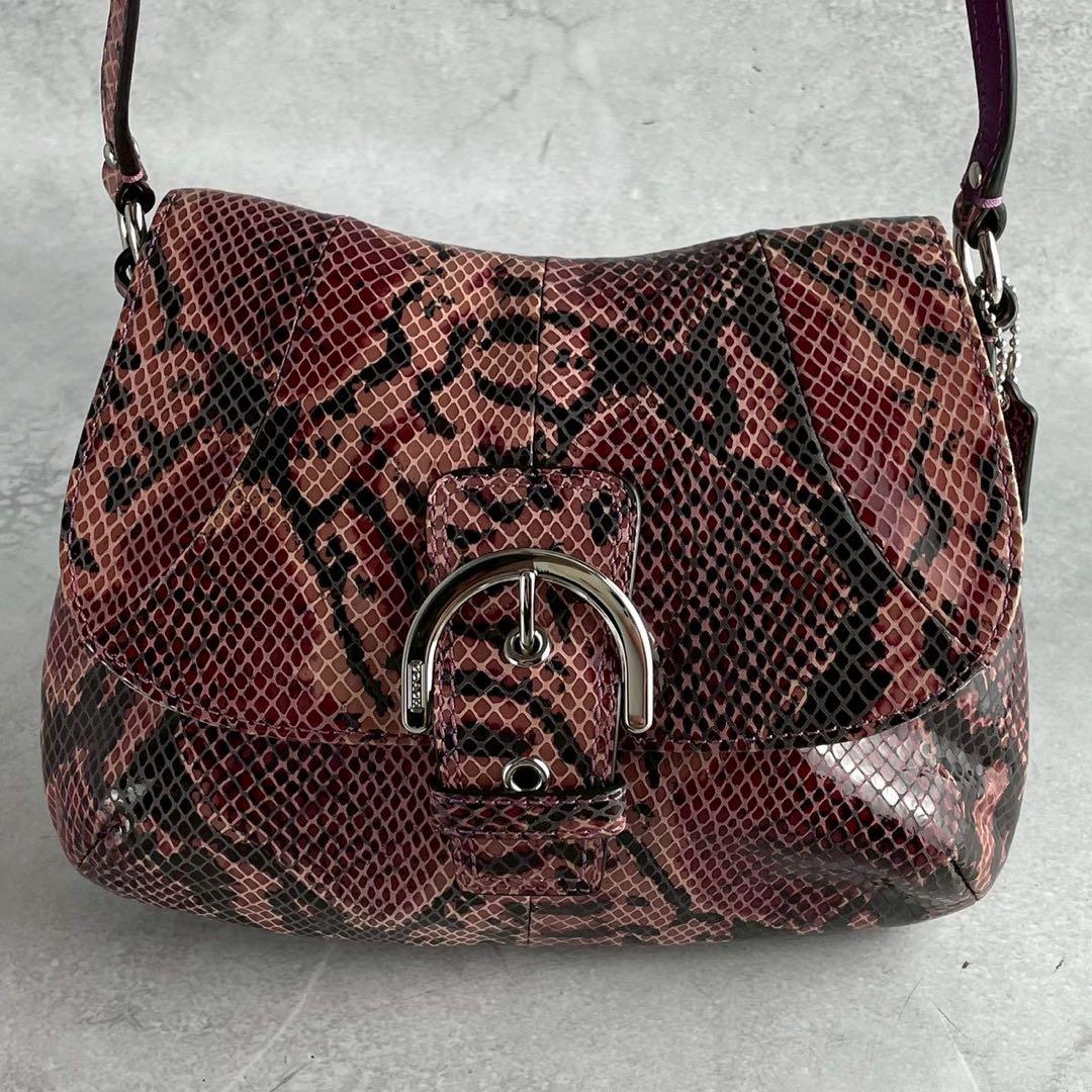 ✨稀少✨未使用✨コーチ　ショルダーバッグ パイソン柄　ソーホー　パープル