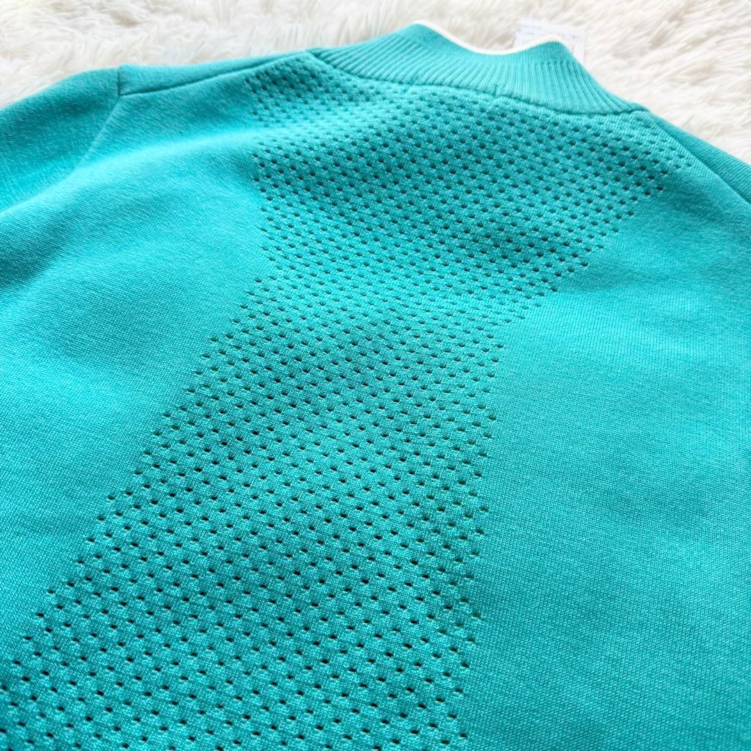 デサントゴルフ ウェア ブルーグリーン フルジップ ニット ジャケット L