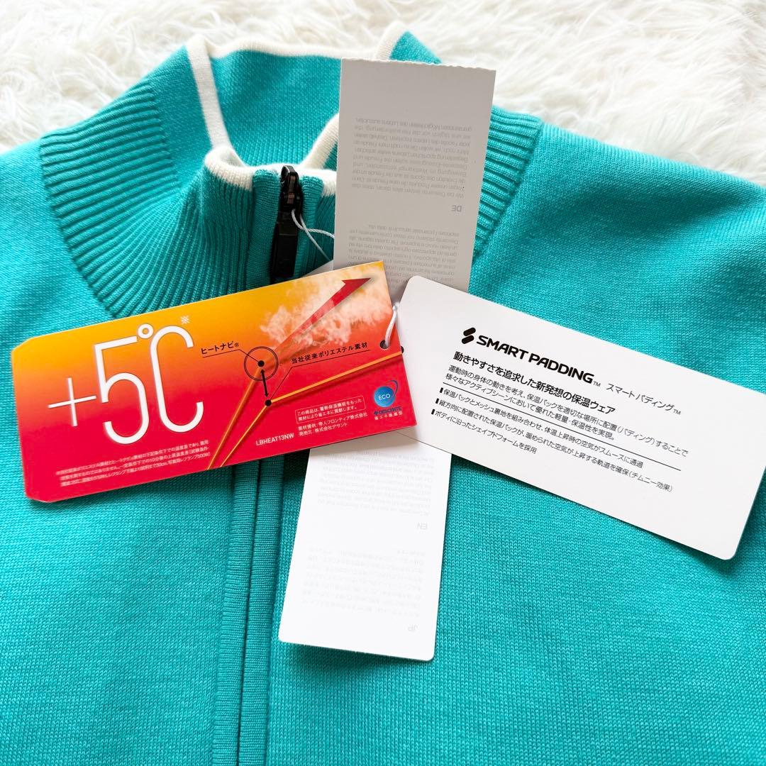 デサントゴルフ ウェア ブルーグリーン フルジップ ニット ジャケット L