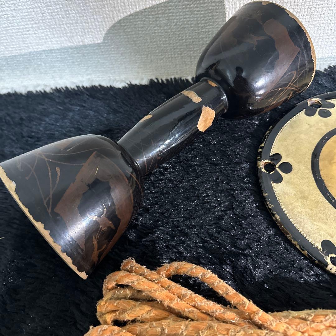 和楽器 小鼓 アンティーク ビンテージ 年代物 太鼓 雅楽 金蒔絵 打楽器