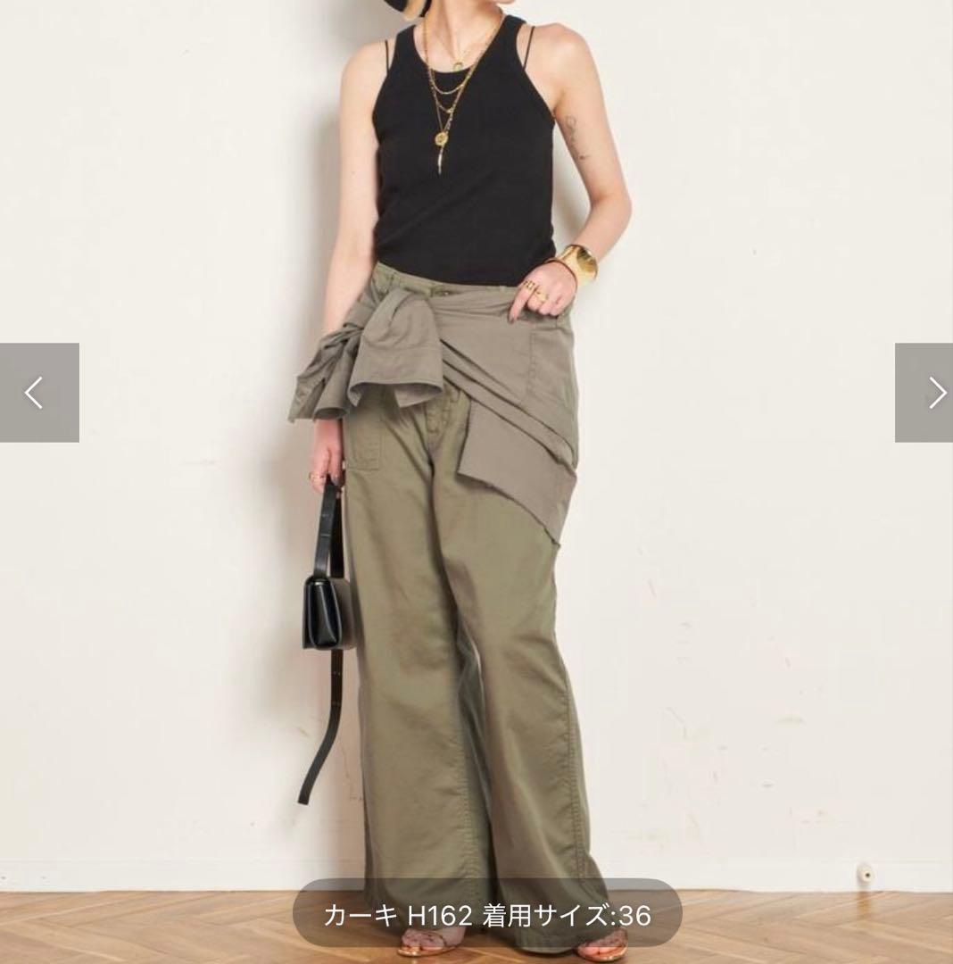 新品AP STUDIO ミリタリーワイドパンツ　カーキ