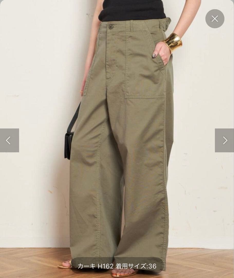 新品AP STUDIO ミリタリーワイドパンツ　カーキ