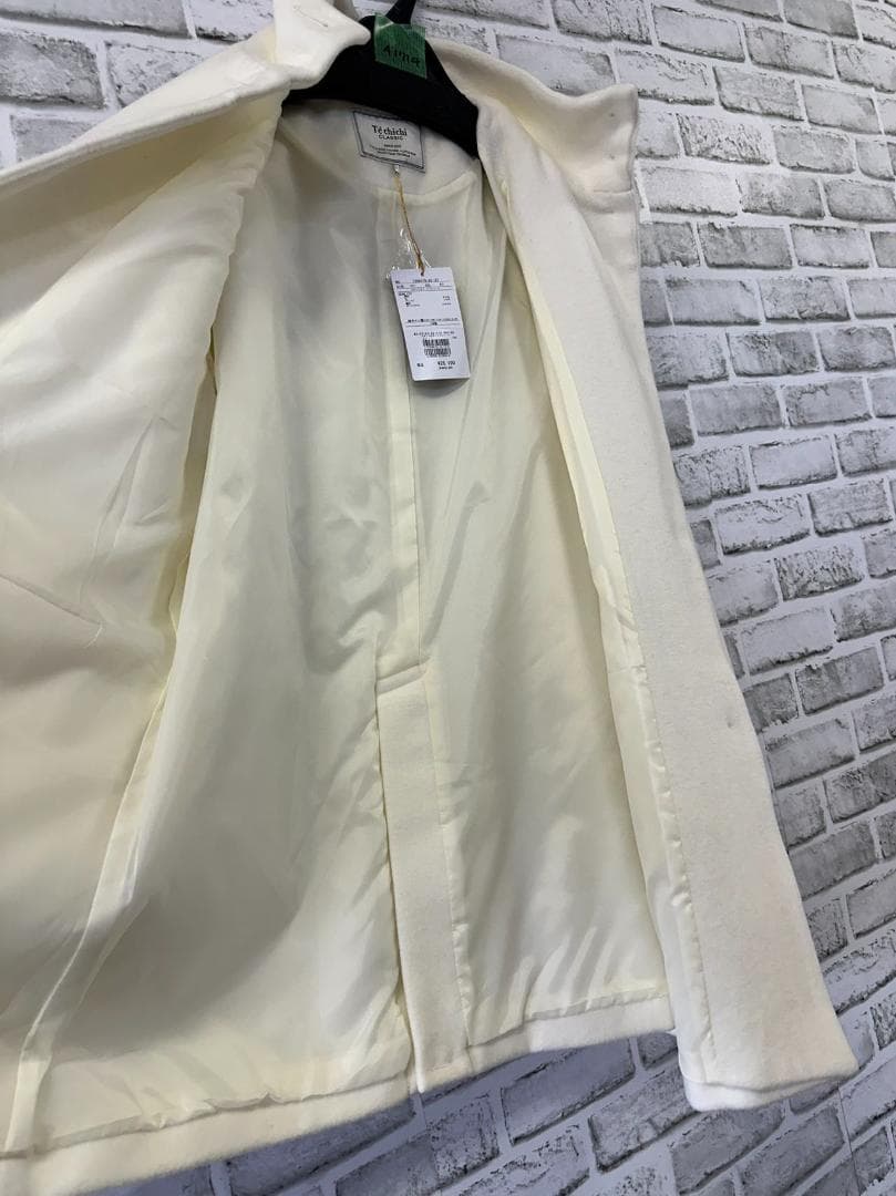 アイボリー ウール混合 ロングコート