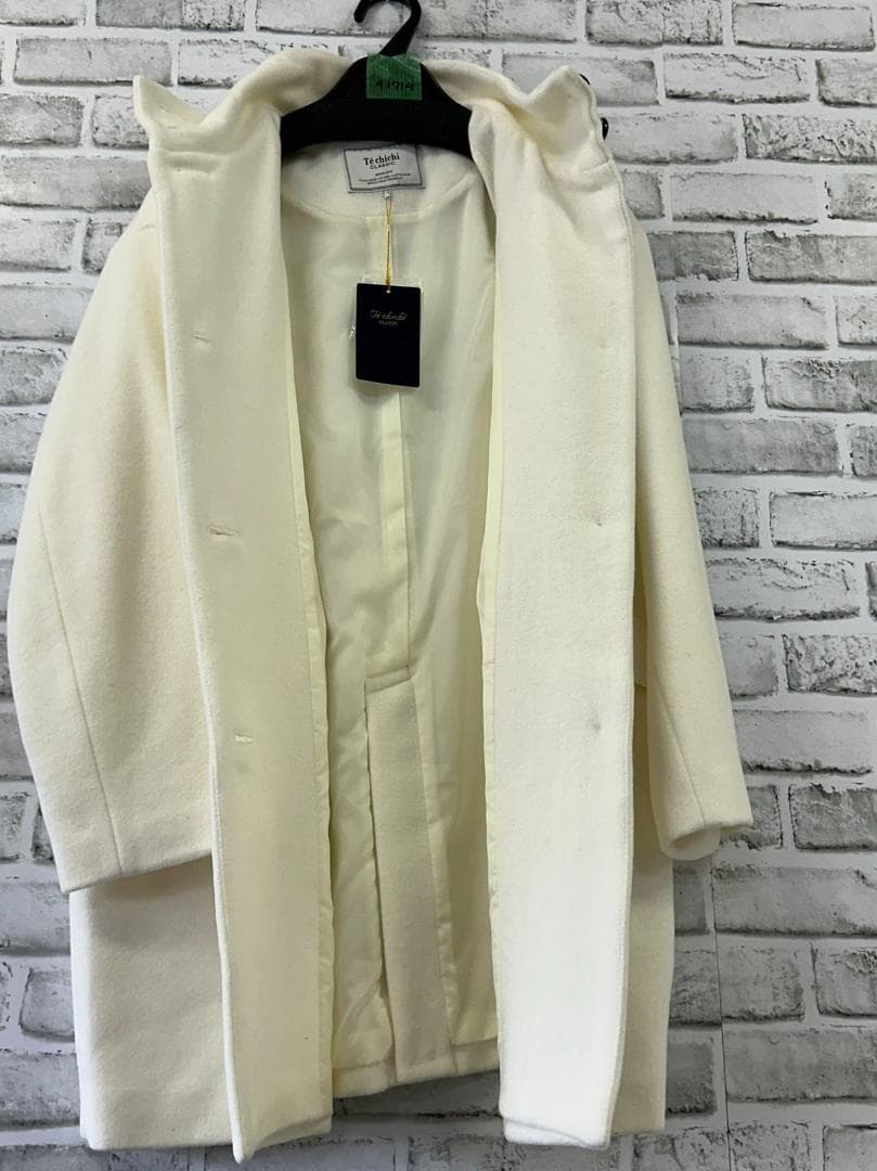 アイボリー ウール混合 ロングコート