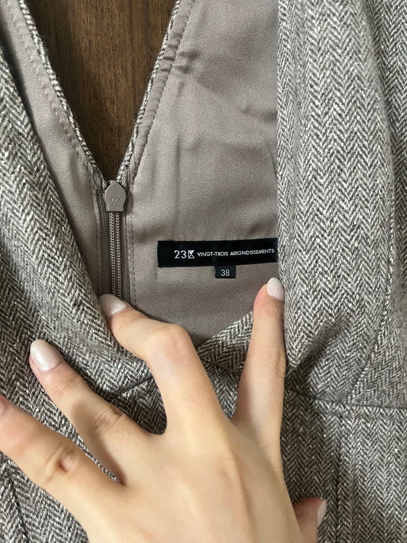 23区　シルクネップへリンボーンオールインワンワンピース ジャンパースカート