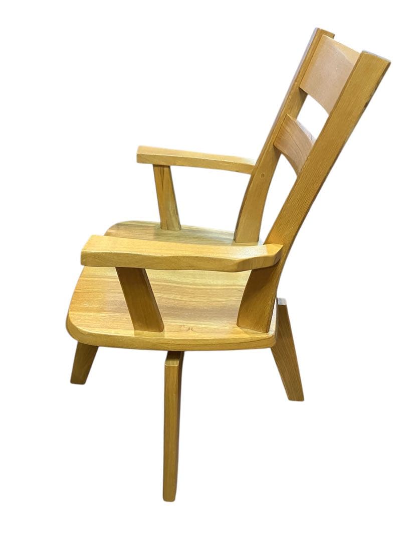 天然木 回転式ダイニングチェア 肘掛け付き ナチュラルウッド