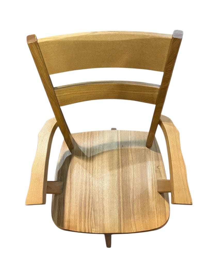 天然木 回転式ダイニングチェア 肘掛け付き ナチュラルウッド