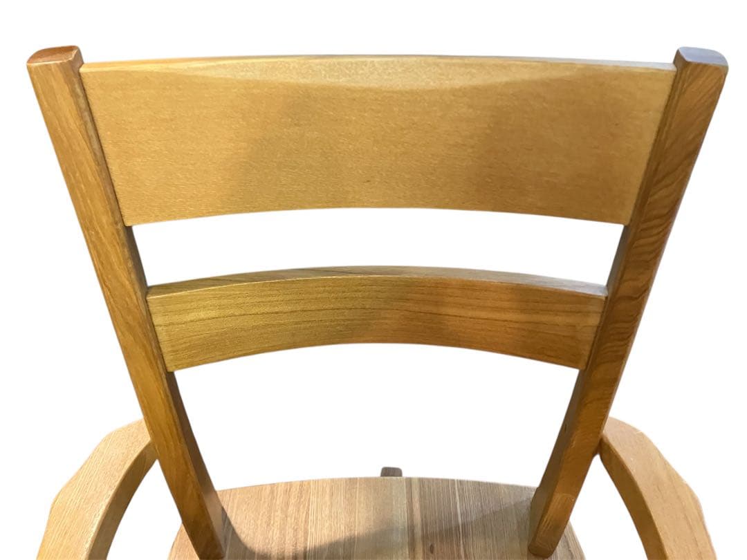 天然木 回転式ダイニングチェア 肘掛け付き ナチュラルウッド