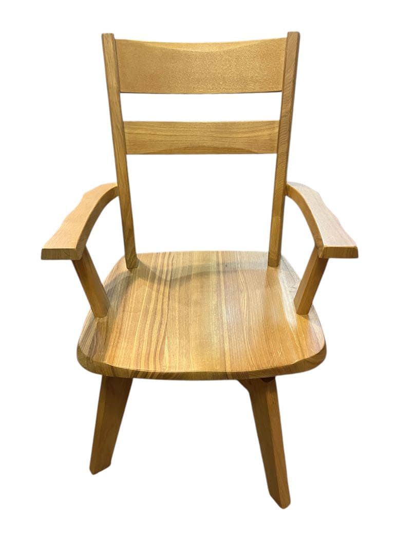 天然木 回転式ダイニングチェア 肘掛け付き ナチュラルウッド