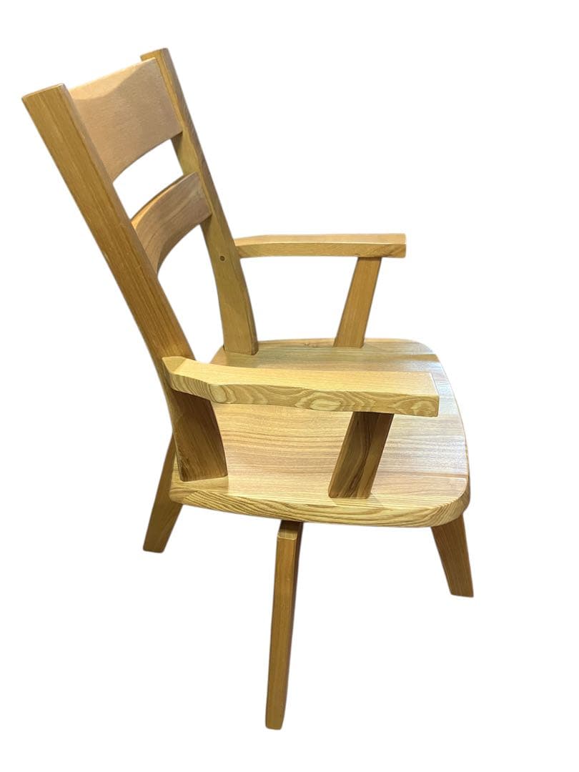 天然木 回転式ダイニングチェア 肘掛け付き ナチュラルウッド