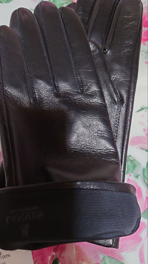 ランバン　レザー　手袋　黒　２１センチ　シンプル