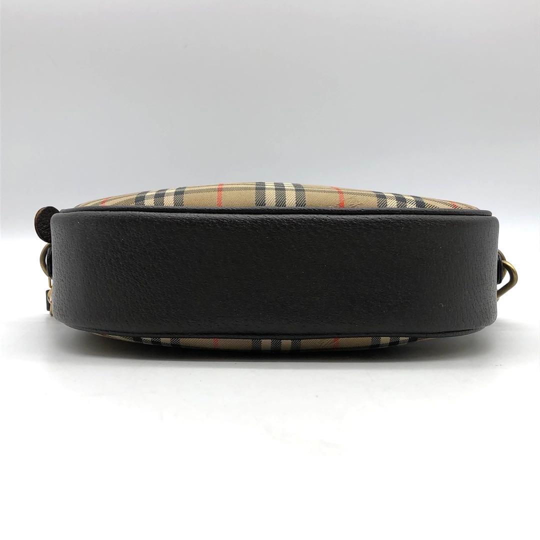 人気✨バーバリー ショルダーバッグ ノバチェック ホースロゴ キャンバス レザー