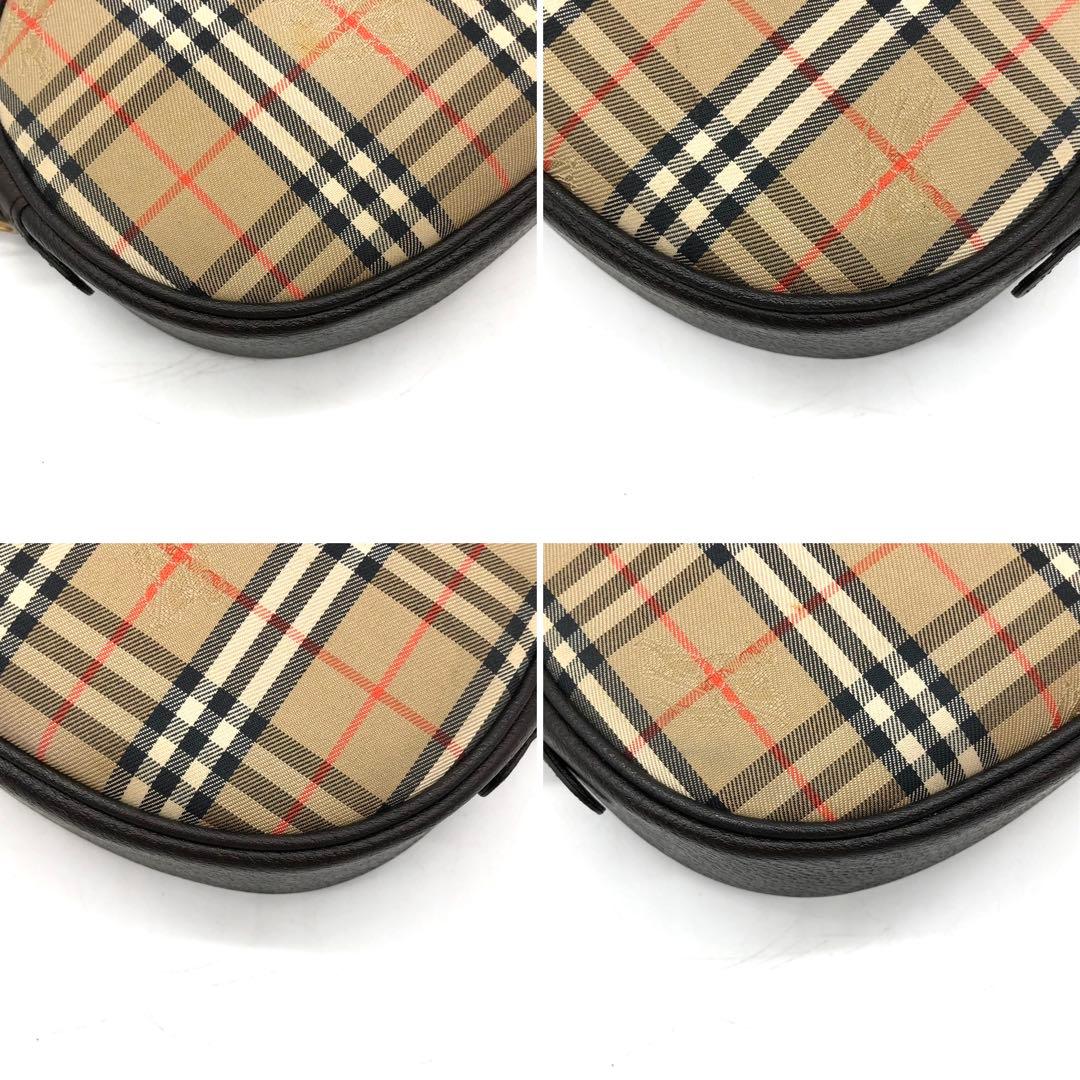 人気✨バーバリー ショルダーバッグ ノバチェック ホースロゴ キャンバス レザー