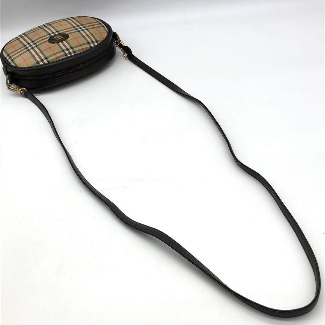人気✨バーバリー ショルダーバッグ ノバチェック ホースロゴ キャンバス レザー