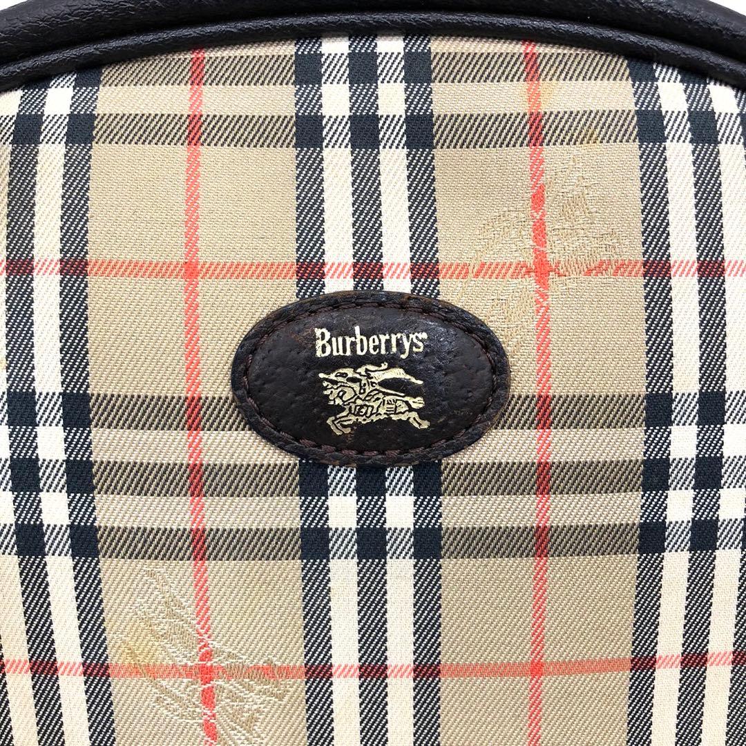 人気✨バーバリー ショルダーバッグ ノバチェック ホースロゴ キャンバス レザー