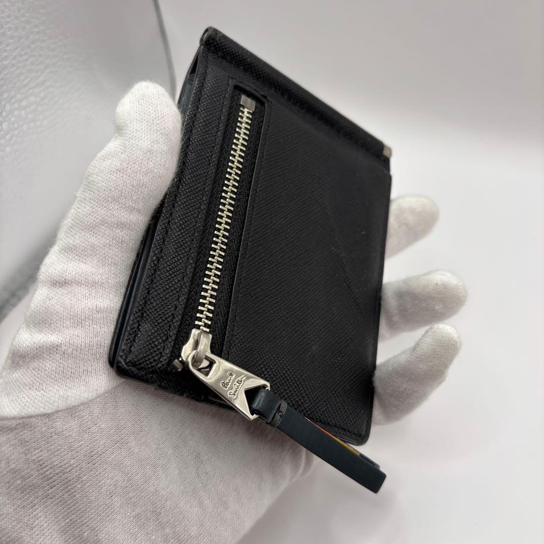 paul smith 二つ折り財布　マネークリップ　ブラック　札入れ　小銭入れ