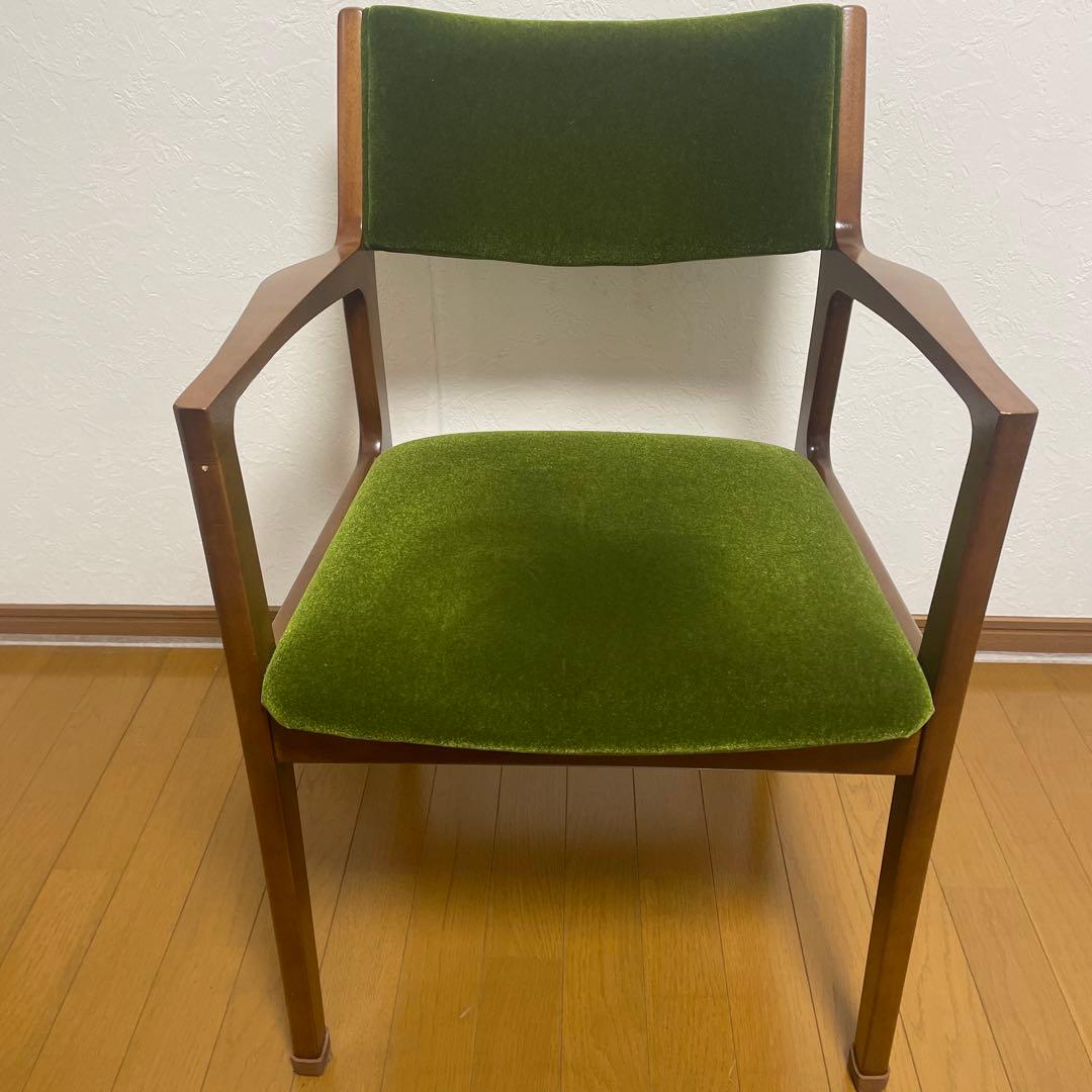 カリモク60 モケットグリーンダイニングチェア