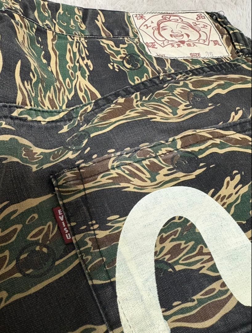 H*o様 EVISU 迷彩カモフラージュ　ハーフショートパンツ サイズ36