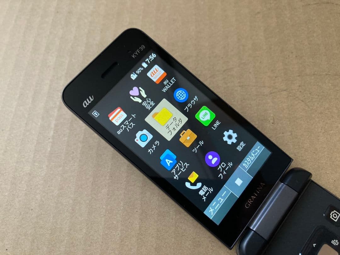 美品 G829 GRATINA 4G KYF39 SIMフリー ガラホ povo