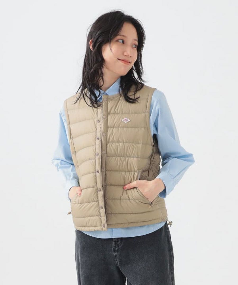 きなこ　DANTON / インナーダウン クルーネック ベスト ベージュ