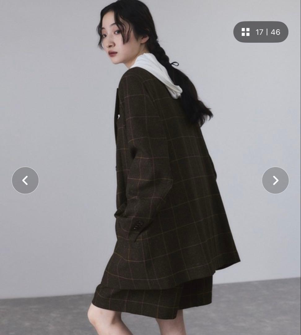 《完売》【ADAM ET ROPE'】ダブルブレストツイード＆チェックジャケット