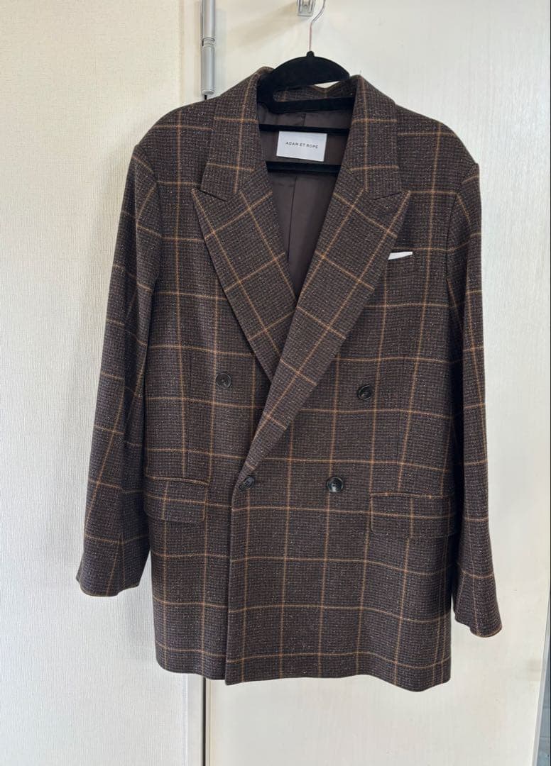 《完売》【ADAM ET ROPE'】ダブルブレストツイード＆チェックジャケット