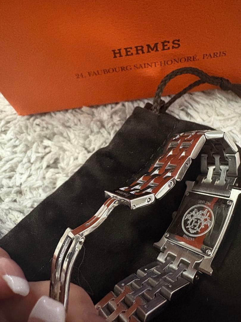 HERMES アナログクォーツ腕時計 シルバー/ブラウン
