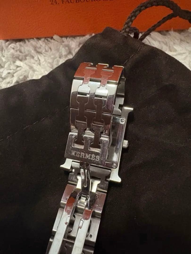 HERMES アナログクォーツ腕時計 シルバー/ブラウン