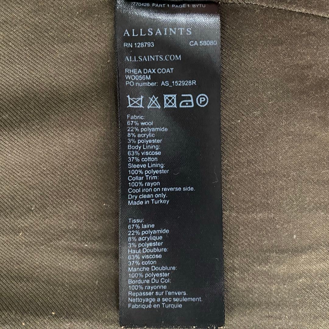 allsaints オリーブグリーン ダブルブレストコート S