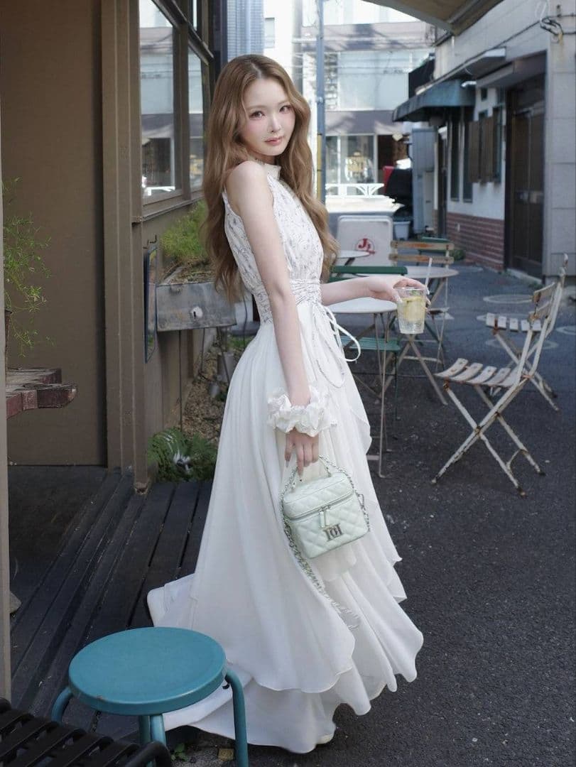 ダーリッチ アメスリギャザーシフォンロングワンピース 新品タグ付き