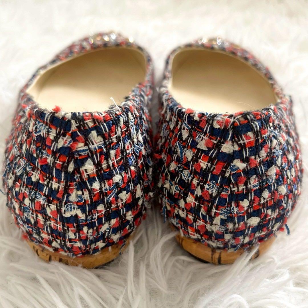 CHANEL フラットパンプス バレエシューズ ツイード ココマーク　37