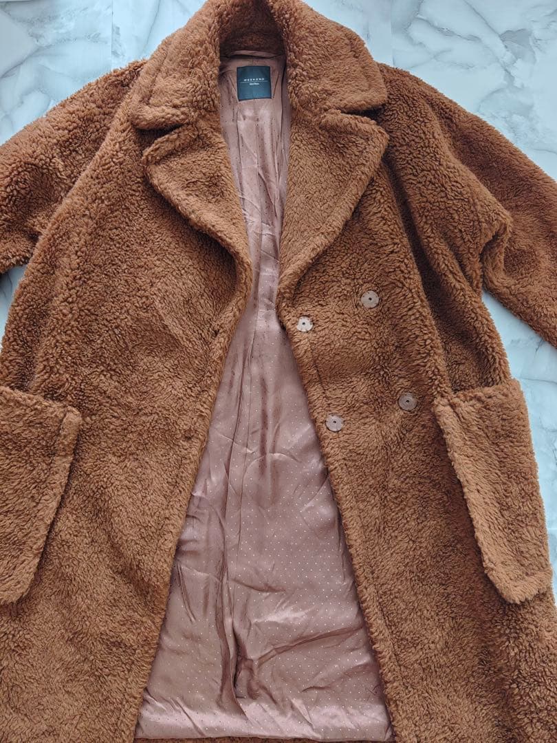 美品 Weekend Max Mara テディベア ボアコート ウール 38 茶